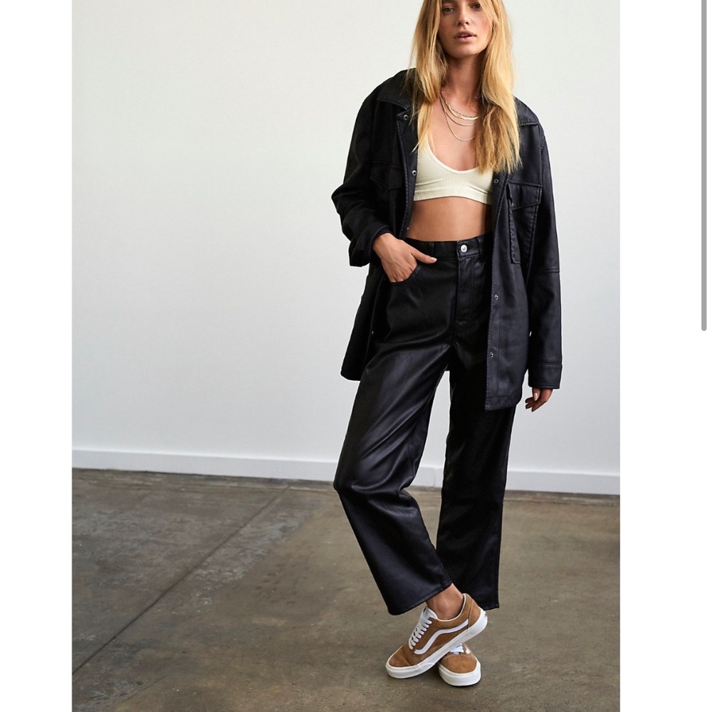 Levi’s Faux Leather Ribcage Straight Jeans